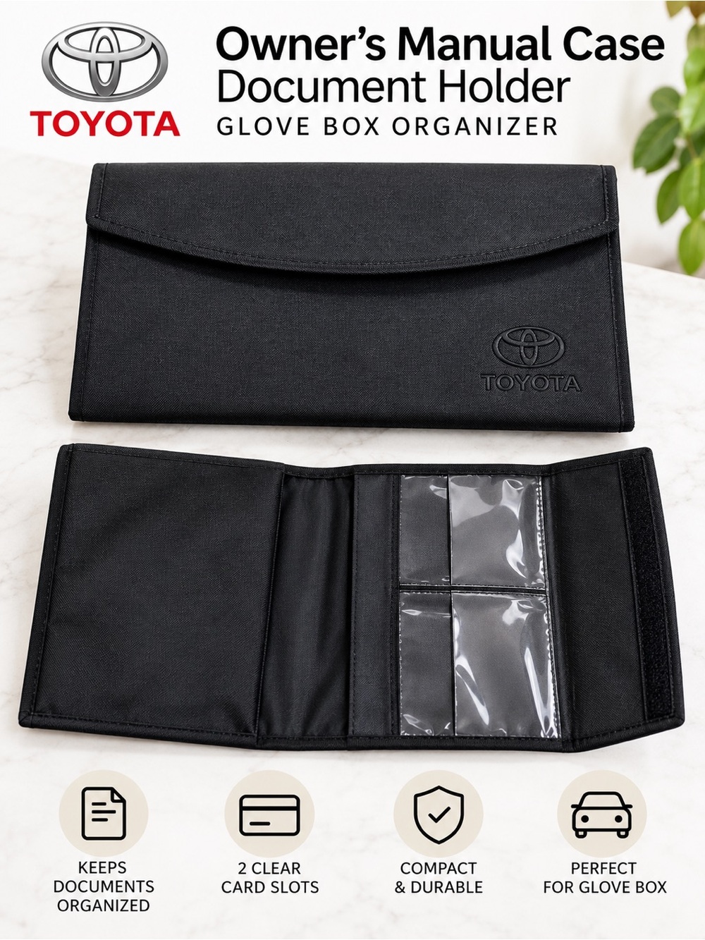 Toyota Owner’s Manual Case Document Holder Glove Box Organizer Black